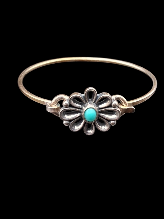 James Avery Jewelry - Retired James Avery 925 Flower W/ Turquoise Bangle Bracelet  12.89G / 6 In